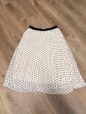 WD.NY White and Black Polka Dot Pleated Midi Skirt